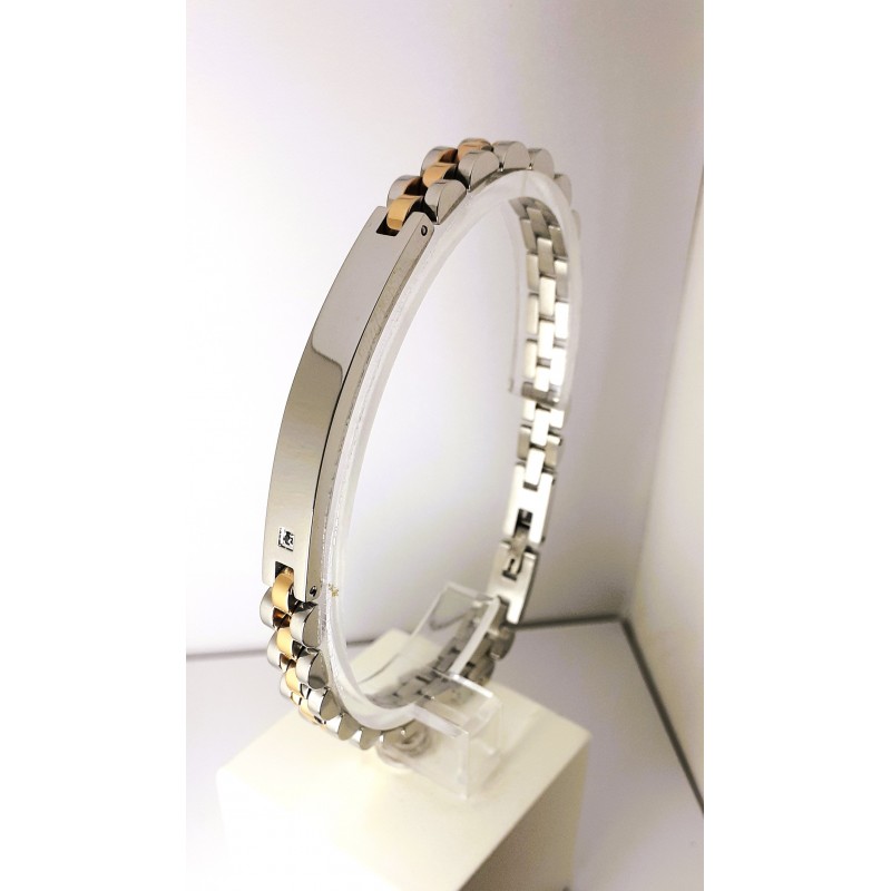 Bracciale Uomo ARKANO ABA030NR In Acciaio Bicolore Con Diamante Nero