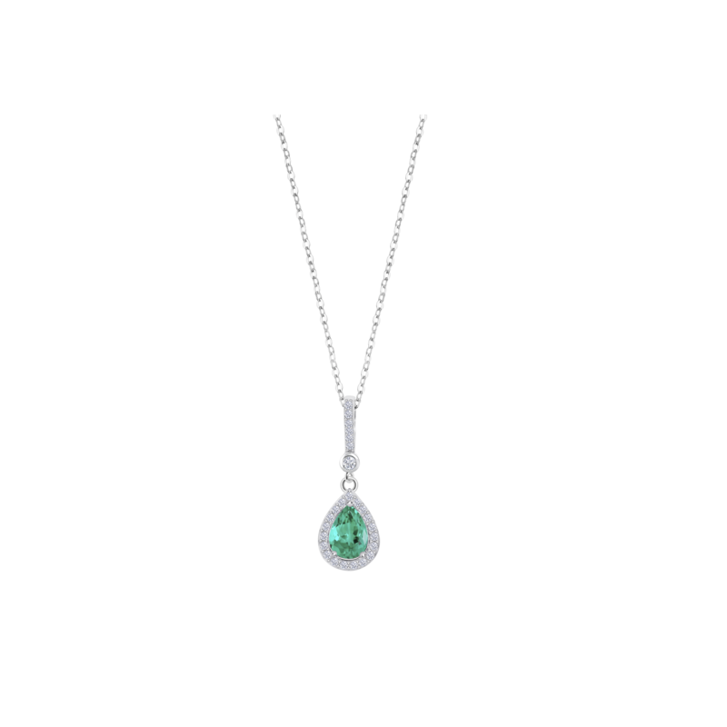 Collana Donna Lotus Silver LP1592-1/5 In Argento Con Pietra Verde A Goccia