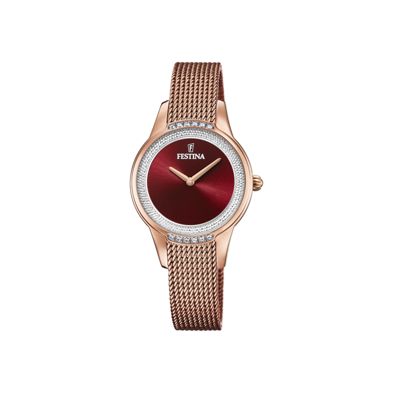 Orologio Donna Festina F20496/1 In Acciaio IP Rosé Con Quadrante Rosso