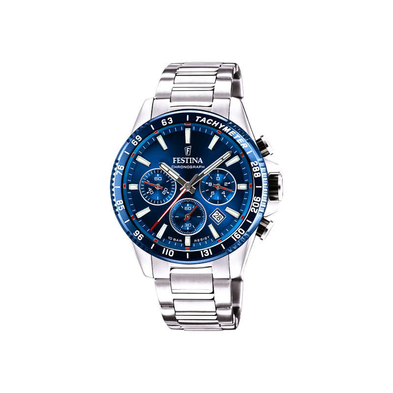 Orologio Uomo Festina F20560/3 Cronografo Con Quadrante Blu E Cinturino Acciaio