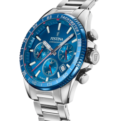 Orologio Uomo Festina F20560/3 Cronografo Con Quadrante Blu E Cinturino Acciaio