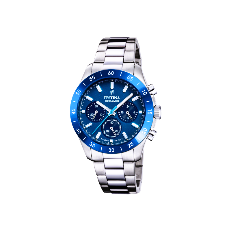 Orologio Unisex Festina F20693/4 Cronografo Con Quadrante Blu E Cinturino Acciaio