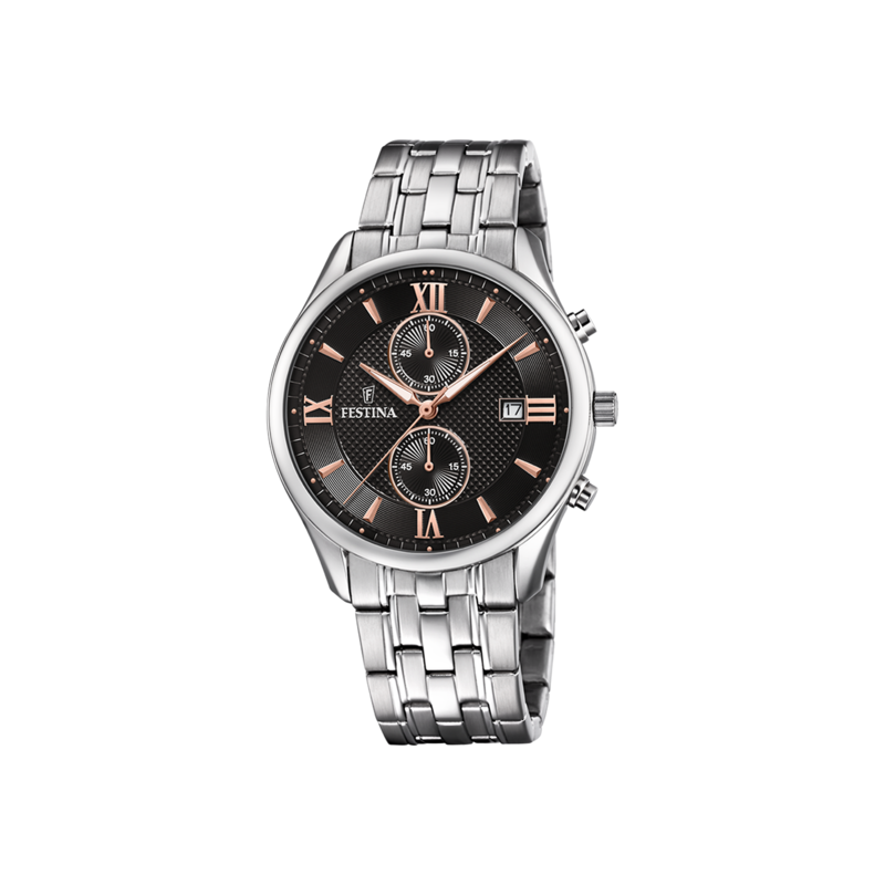 Orologio Uomo Cronografo Festina F6854/7 Con Quadrante Nero E Cinturino Acciaio