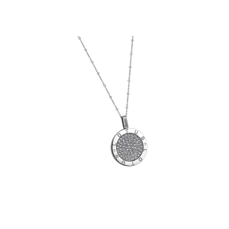 Collana Donna Lotus Style LS1751-1/1 In Acciaio Con Pendente Tondo Con Strass