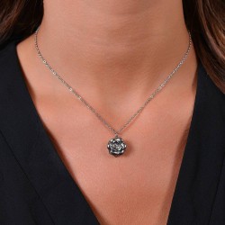 Collana Donna Luca Barra CK2068 In Acciaio Con Rosa Girevole