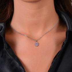 Collana Donna Luca Barra CK2065 In Acciaio Con Zircone Rosa E Strass