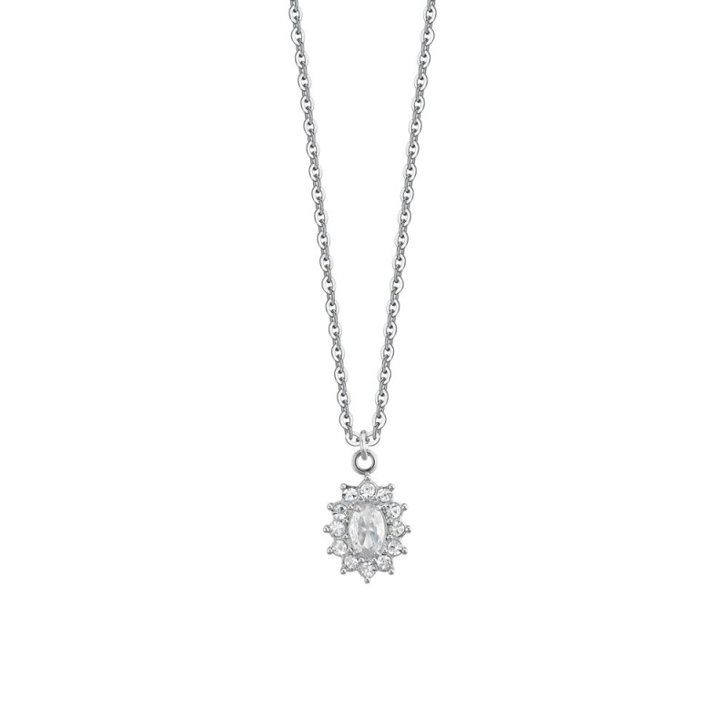 Collana Donna Luca Barra CK2064 In Acciaio Con Zircone Ovale E Strass