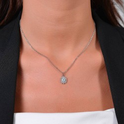 Collana Donna Luca Barra CK2064 In Acciaio Con Zircone Ovale E Strass
