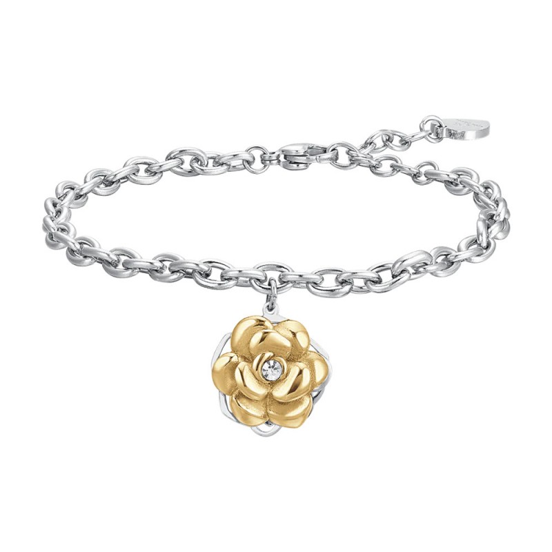 Bracciale Donna Luca Barra BK2743 In Acciaio Con Rosa Dorata Girevole