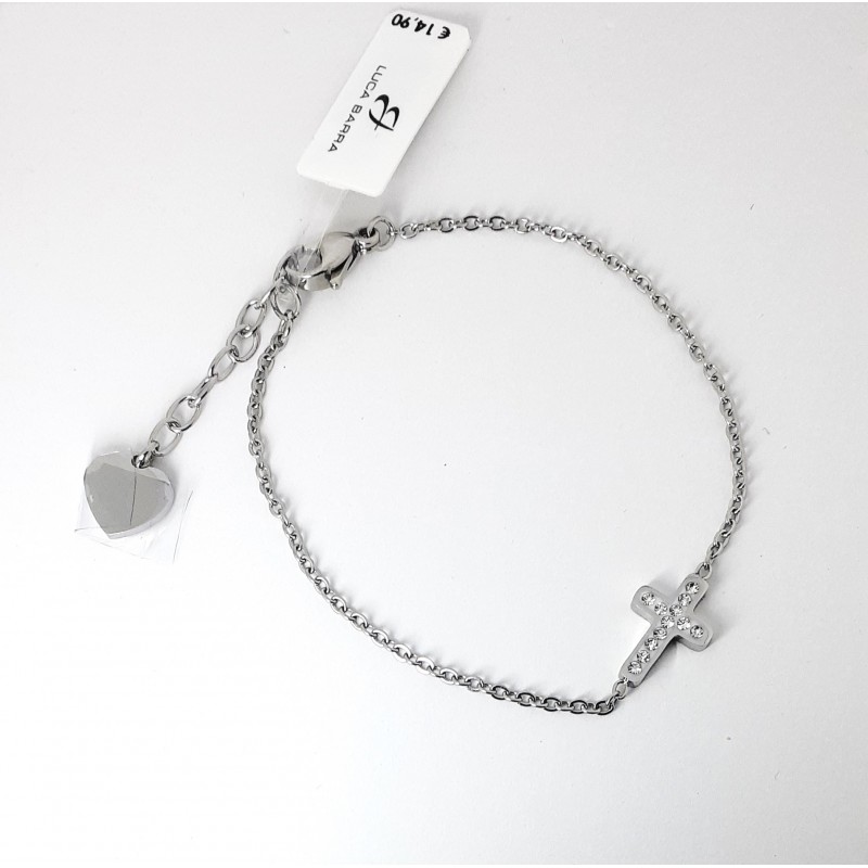 Bracciale Donna Luca Barra BK2712 In Acciaio Con Croce E Strass