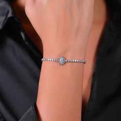Bracciale Donna Luca Barra BK2736 In Acciaio Tipo Tennis Con Cristalli E Zircone Ovale