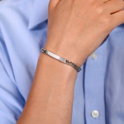 Bracciale Uomo Luca Barra BA1803 In Acciaio Con Piastra Centrale E Infinito