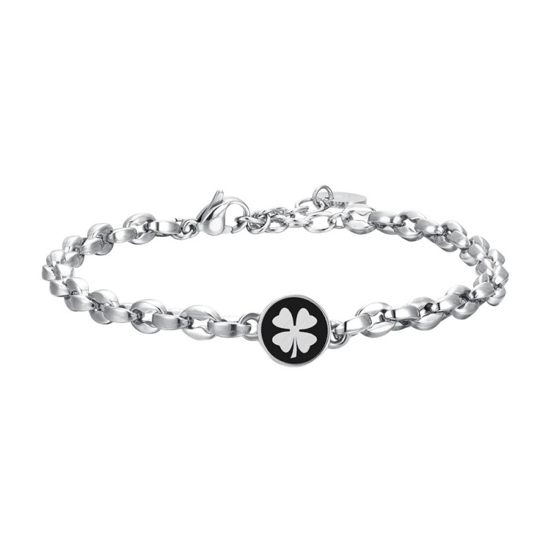 Bracciale Uomo Luca Barra BA1825 In Acciaio Con Quadrifoglio