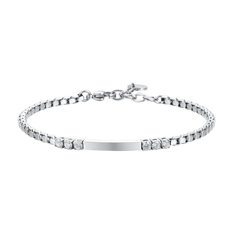 Bracciale Uomo Luca Barra BA1807 In Acciaio Con Piastra E Zirconi