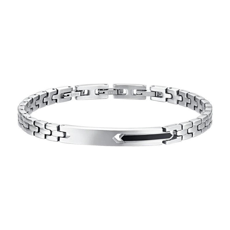 Bracciale Uomo Luca Barra BA1762 In Acciaio Con Particolare Nero