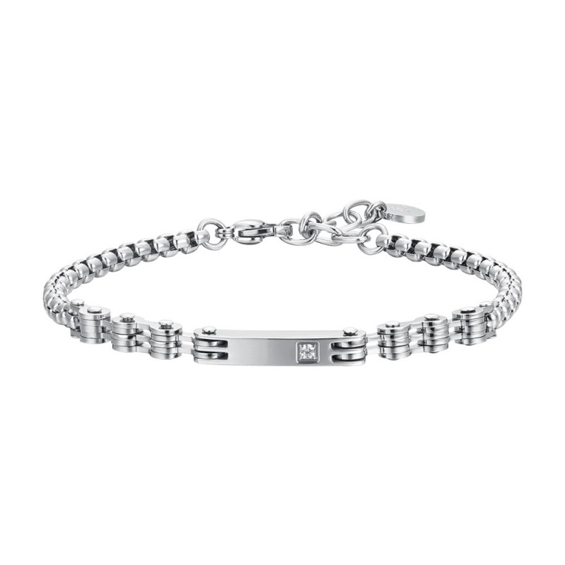 Bracciale Uomo Luca Barra BA1798 In Acciaio Con Piastra E Zircone