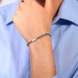 Bracciale Uomo Luca Barra BA1798 In Acciaio Con Piastra E Zircone