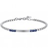 Bracciale Uomo Luca Barra BA1809 In Acciaio Con Piastra E Zirconi Blu