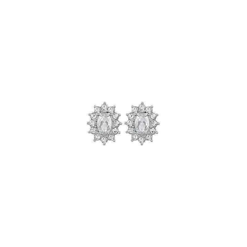 Orecchini Donna Luca Barra OK1409 In Acciaio Con Zircone Ovale E Strass