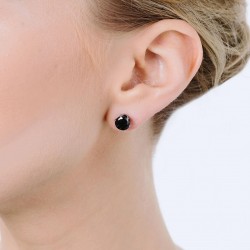 Orecchini Unisex Luca Barra OK926 Punto Luce In Acciaio Con Zirconi Neri