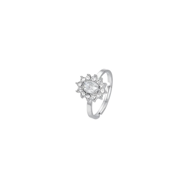 Anello Donna Luca Barra ANK542 In Acciaio Con Zircone Ovale E Strass