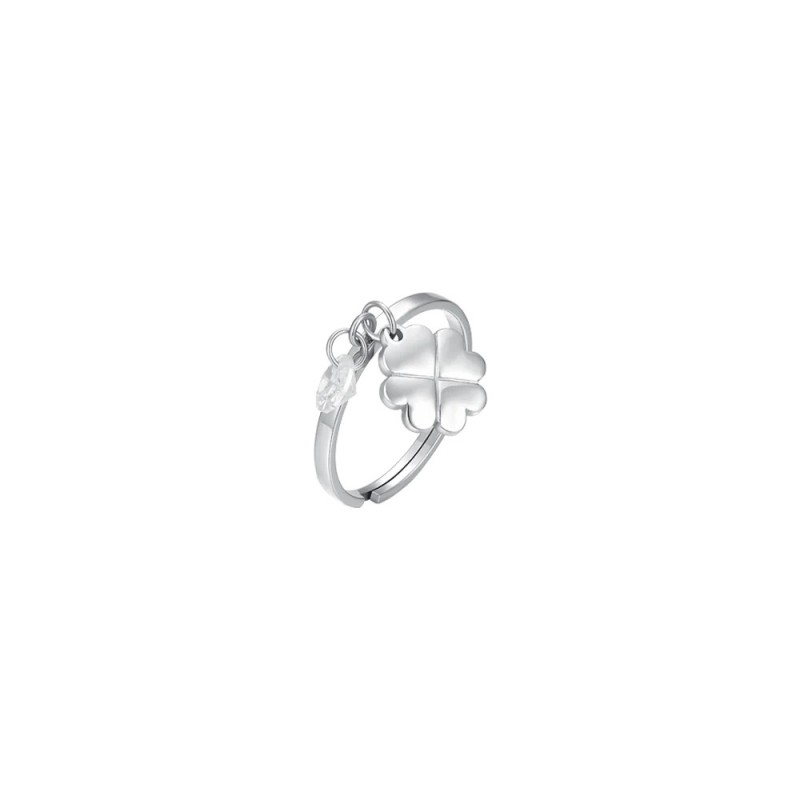 Anello Donna Luca Barra ANK536 In Acciaio Con Quadrifoglio E Zircone