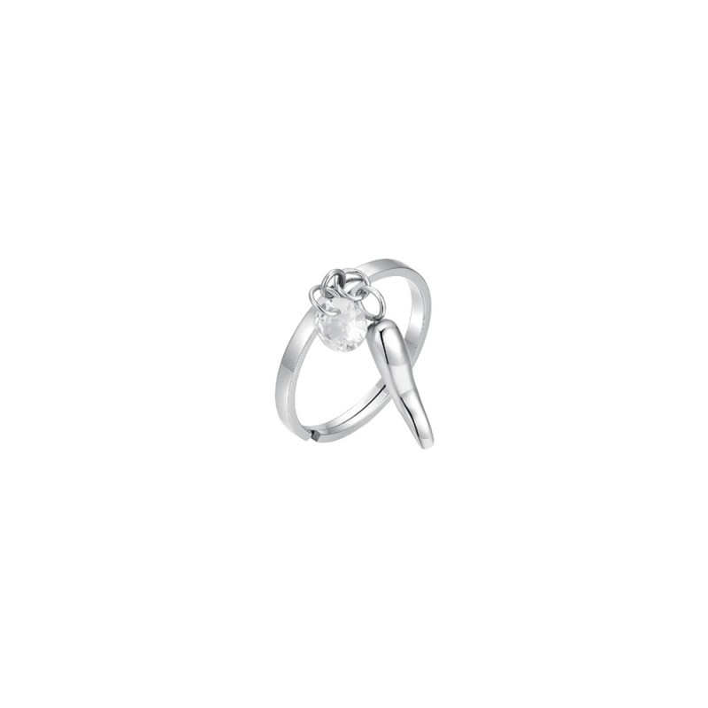 Anello Donna Luca Barra ANK538 In Acciaio Con Corno E Zircone