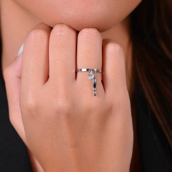 Anello Donna Luca Barra ANK538 In Acciaio Con Corno E Zircone