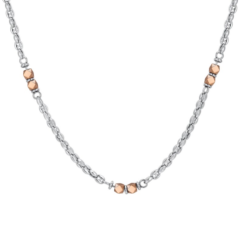 Collana Uomo Luca Barra CL333 In Acciaio Con Elementi Rosè