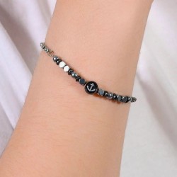 Bracciale Bambino Luca Barra JB189 In Acciaio Con Ancora Ed Elementi Neri
