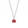Collana Bambina Luca Barra JC113 In Acciaio Con Coccinella E Strass Rossi