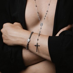 Collana Uomo Liu-Jo MLJ548 Del Rosario In Acciaio Con Cristalli Neri
