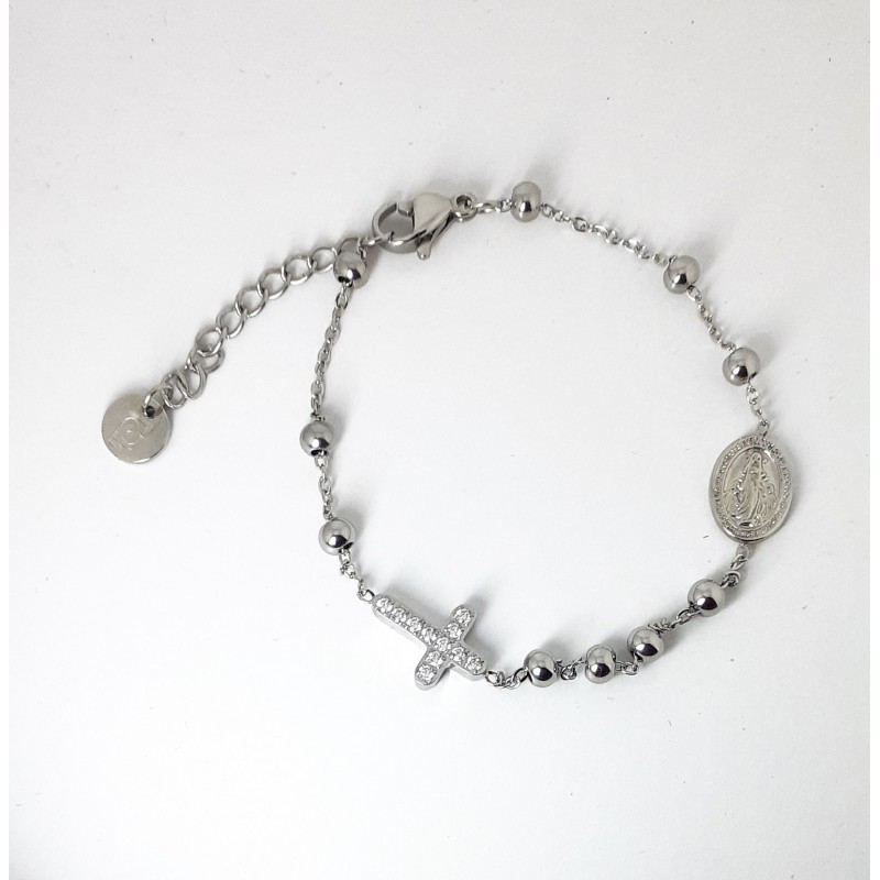 Bracciale Donna Liu-Jo LJ2756 Del Rosario In Acciaio Con Strass Sulla Croce