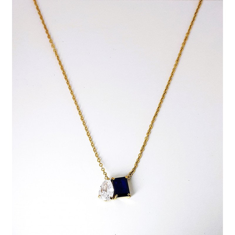 Collana Donna Liu-Jo Essential LJ2547 In Acciaio Dorato Con Cristallo Blu