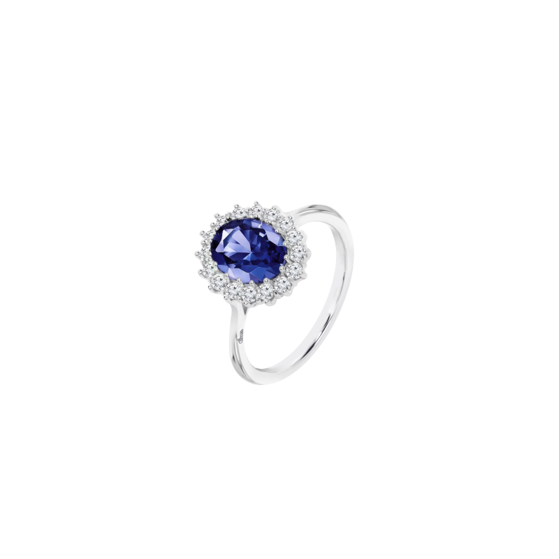 Anello Donna Lotus Silver LP3459-3/114 In Argento Con Cristallo Blu E Zirconi