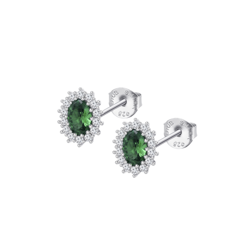 Orecchini Donna Lotus Silver LP3459-4/3 In Argento Con Cristallo Verde E Zirconi