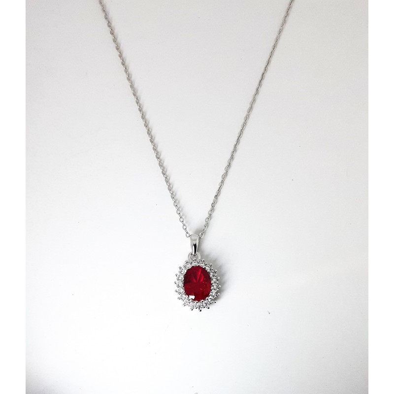 Collana Donna Lotus Silver LP3459-1/4 In Argento Con Cristallo Rosso E Zirconi