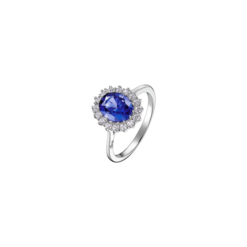 Anello Donna Lotus Silver LP3459-3/112 In Argento Con Cristallo Blu E Zirconi