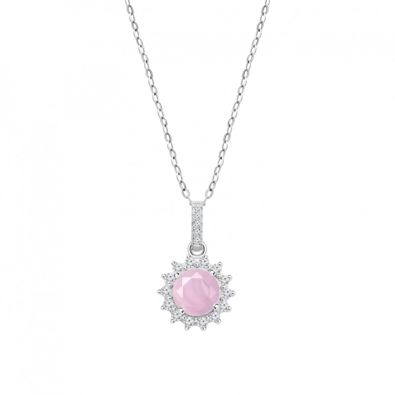 Collana Donna Lotus Silver LP3791-1/1 In Argento Con Cristallo Rosa E Zirconi