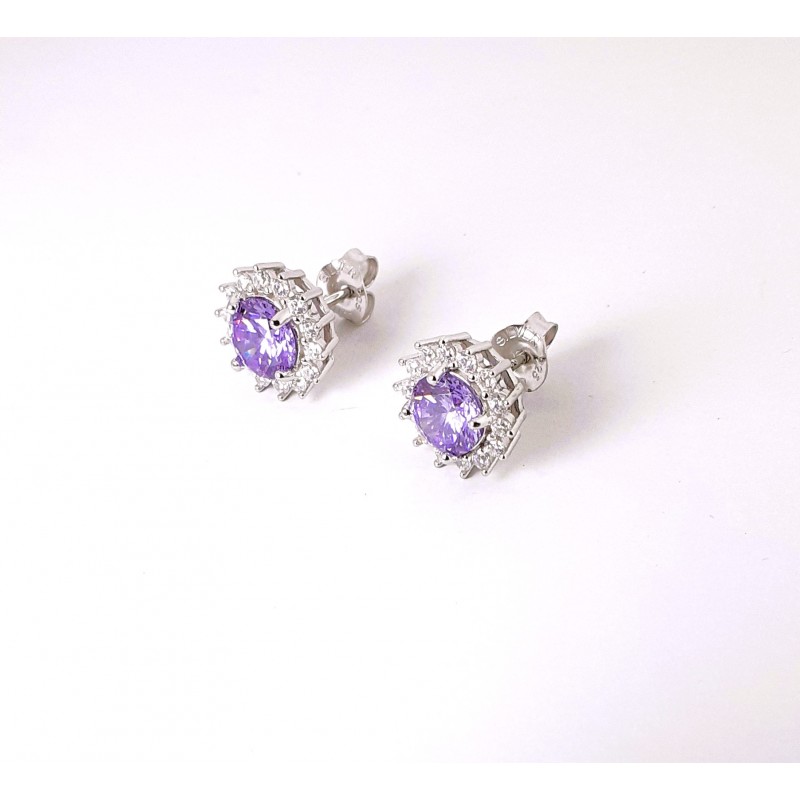 Orecchini Donna Lotus Silver LP3791-4/2 In Argento Con Cristallo Viola E Zirconi
