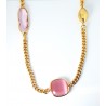 Collana Lunga Donna Sovrani J8559 In Bronzo Dorato Con Pietre Rosa