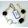 Bracciale Donna Sovrani J7932 In Bronzo Dorato Con Pietre Nere E Grigie