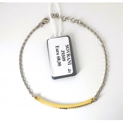 Bracciale Uomo Sovrani J9309 In Argento Con Piastra Dorata E Zirconi