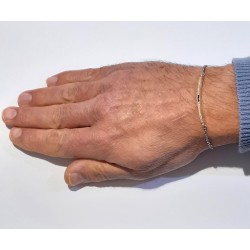 Bracciale Uomo Sovrani J9309 In Argento Con Piastra Dorata E Zirconi