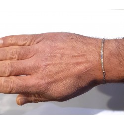 Bracciale Uomo Sovrani J9308 In Argento Con Piastra Dorata E Zirconi Blu