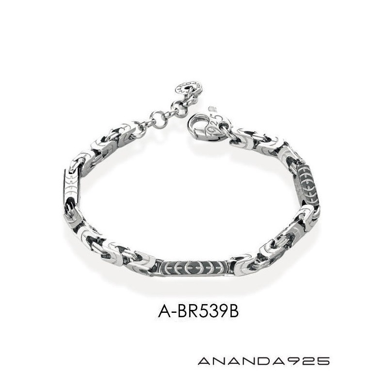 Bracciale Uomo Ananda 925 A-BR539B In Argento Maglia Quadrata