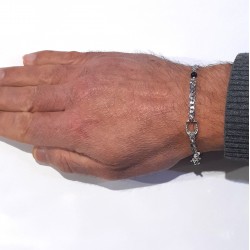 Bracciale Uomo Ananda 925 A-BR275B In Argento Con Ferro Di Cavallo E Onice