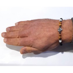 Bracciale Uomo Ananda 925 A-BR579N In Argento Con Pietre Multicolore E Croce