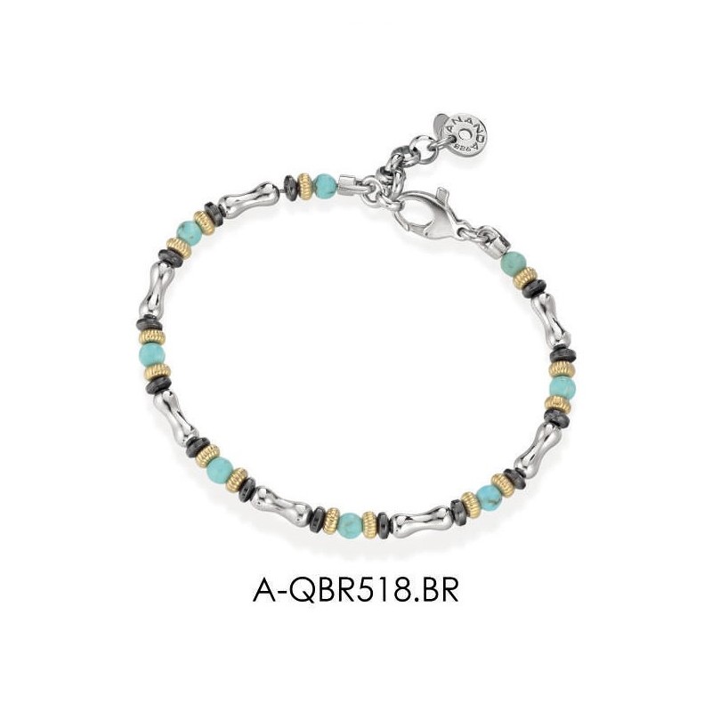 Bracciale Uomo Ananda 925 A-QBR518.BR In Argento Con Pietre Turchesi