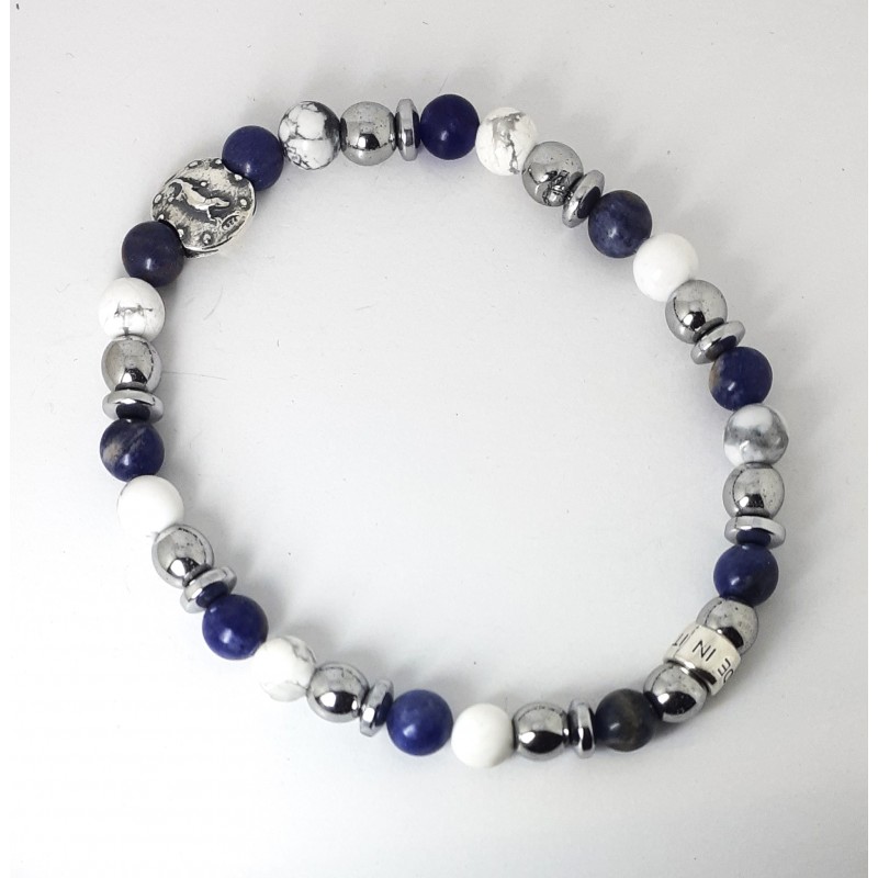 Bracciale Uomo Elastico Ananda A-PIBR007 Con Pietre Lapis Ed Elementi Argento